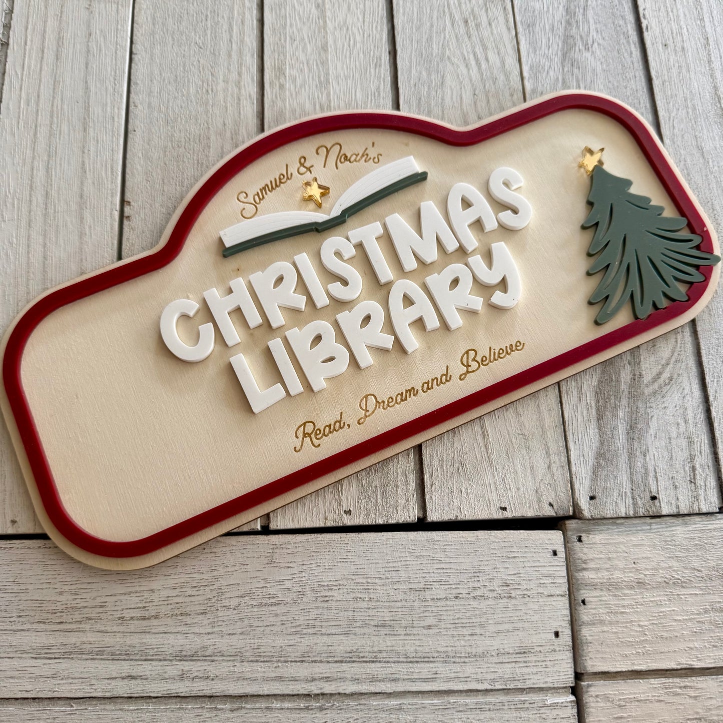 Personalised Children’s Play Room Christmas Library Sign