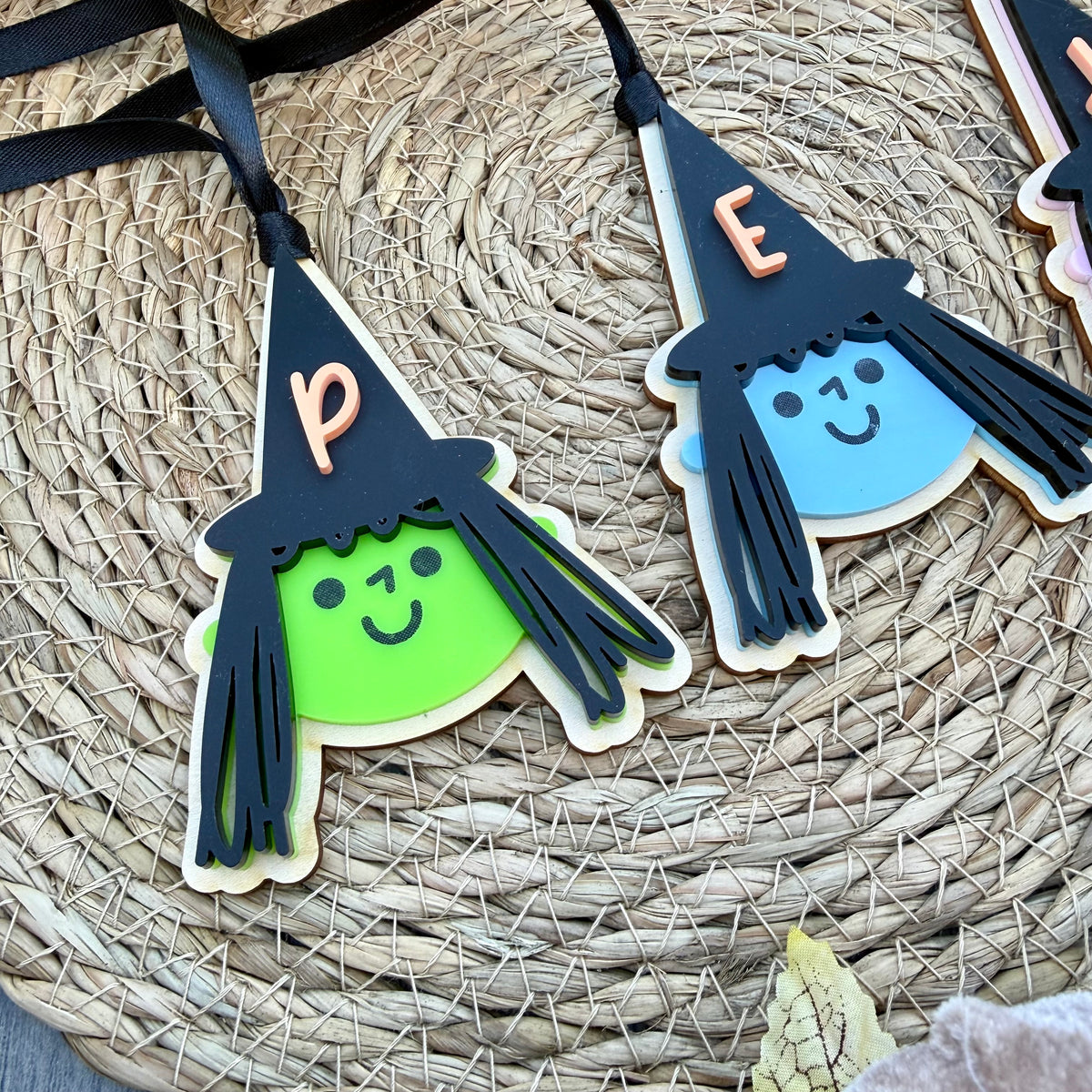 Personalised Witch Boo Basket Tag | Halloween Initial Name Tag
