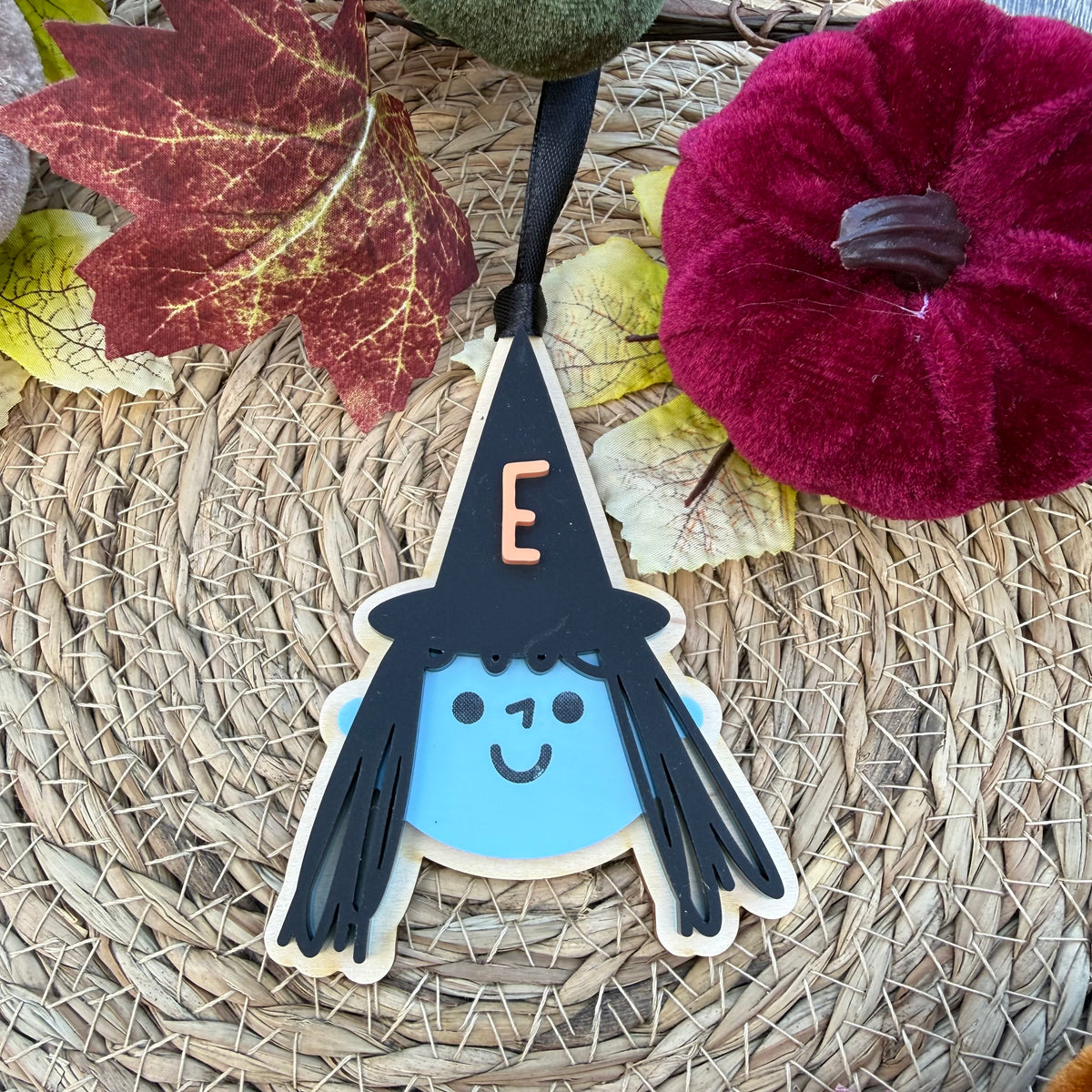 Personalised Witch Boo Basket Tag | Halloween Initial Name Tag