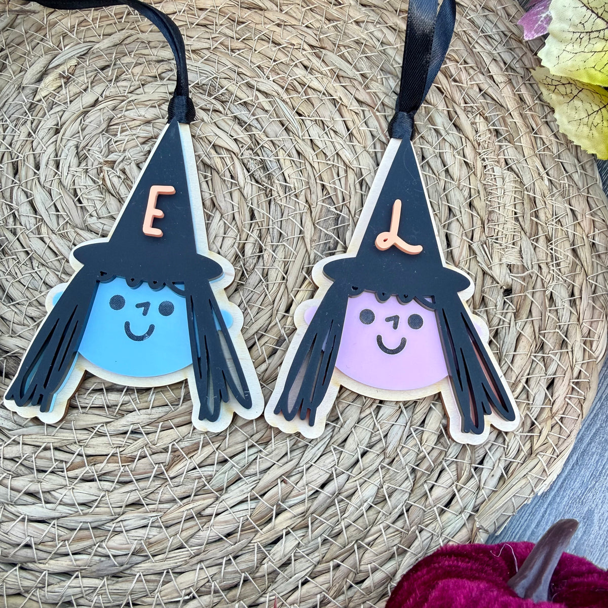 Personalised Witch Boo Basket Tag | Halloween Initial Name Tag
