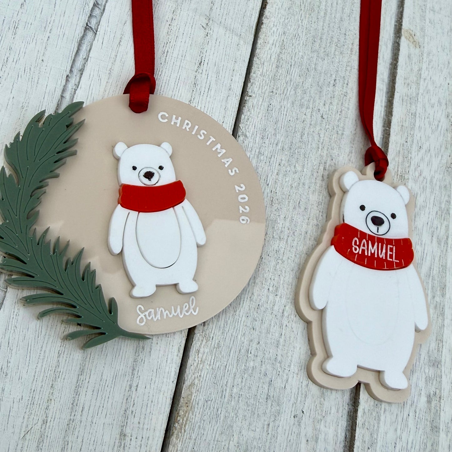 Personalised Polar Bear Christmas Decoration