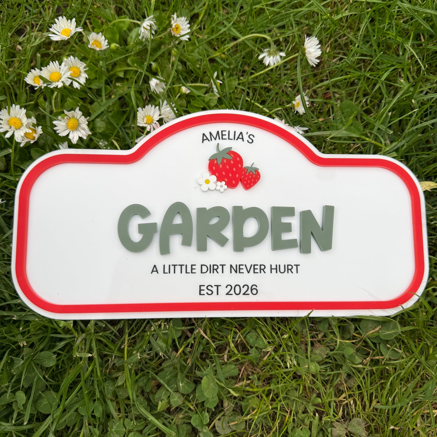 Custom Children's Garden Sign with Strawberry