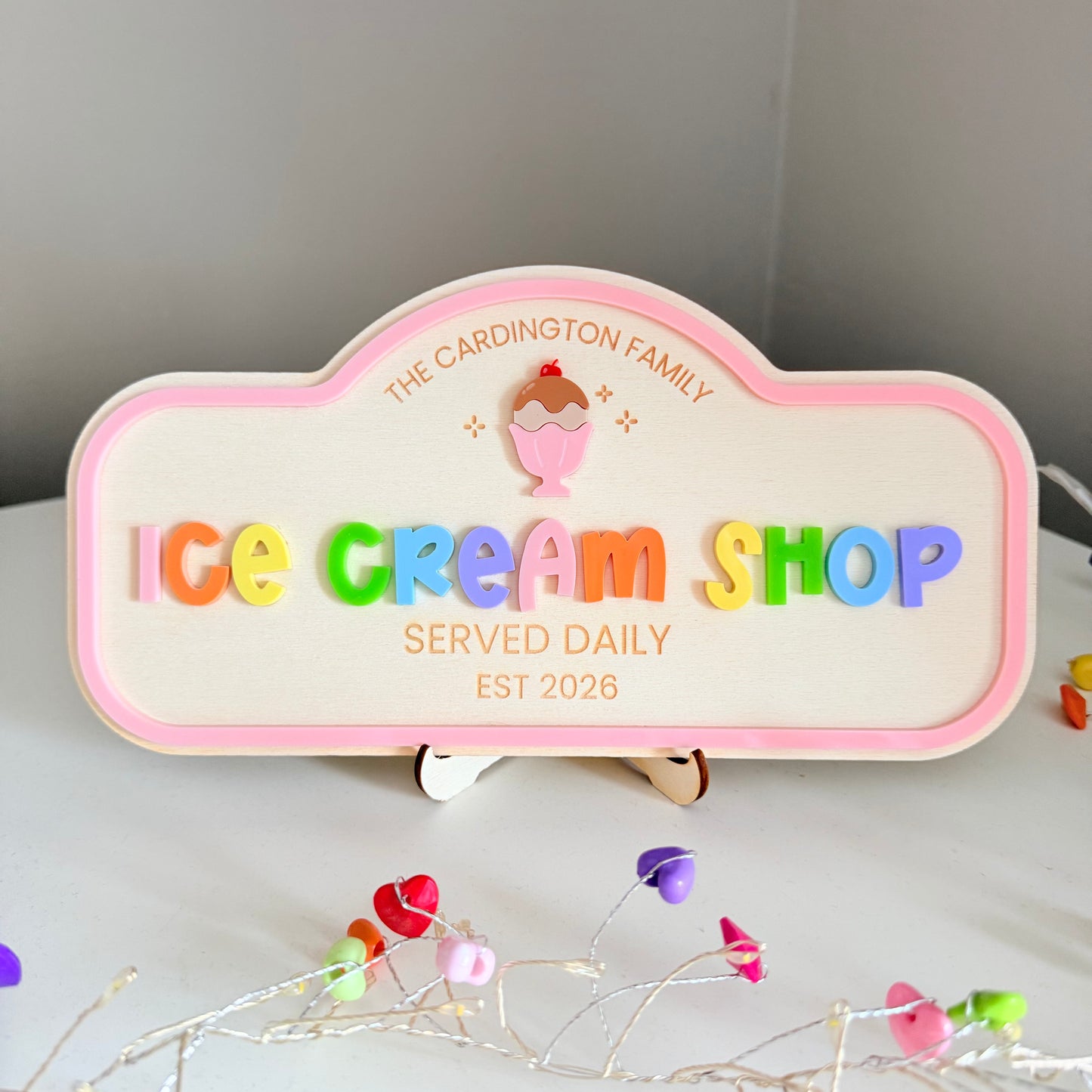 Custom Children's Play Ice Cream Shop Sign | Personalised Playroom Decor