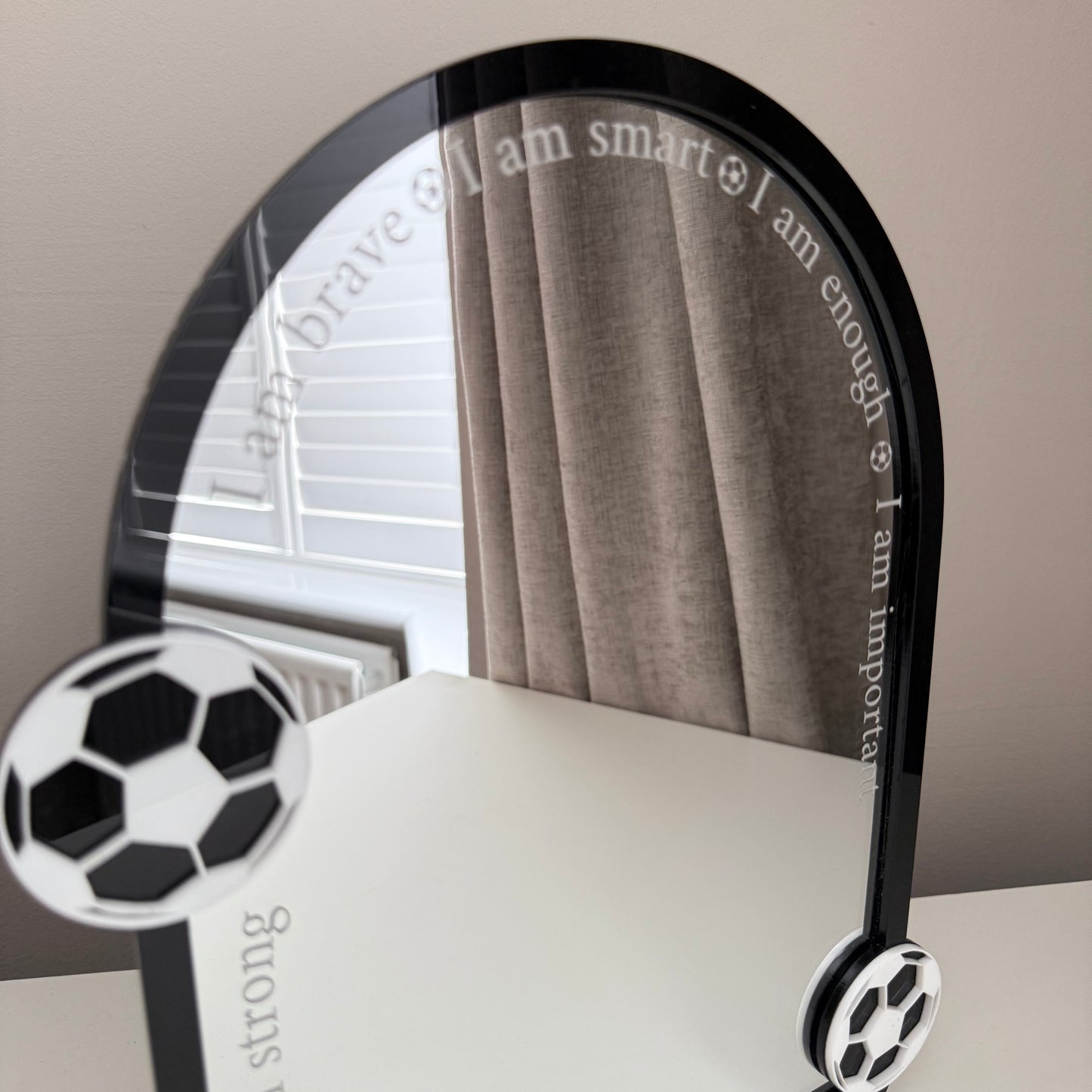 Personalised Affirmation Mirror with Football Design for Child’s Bedroom