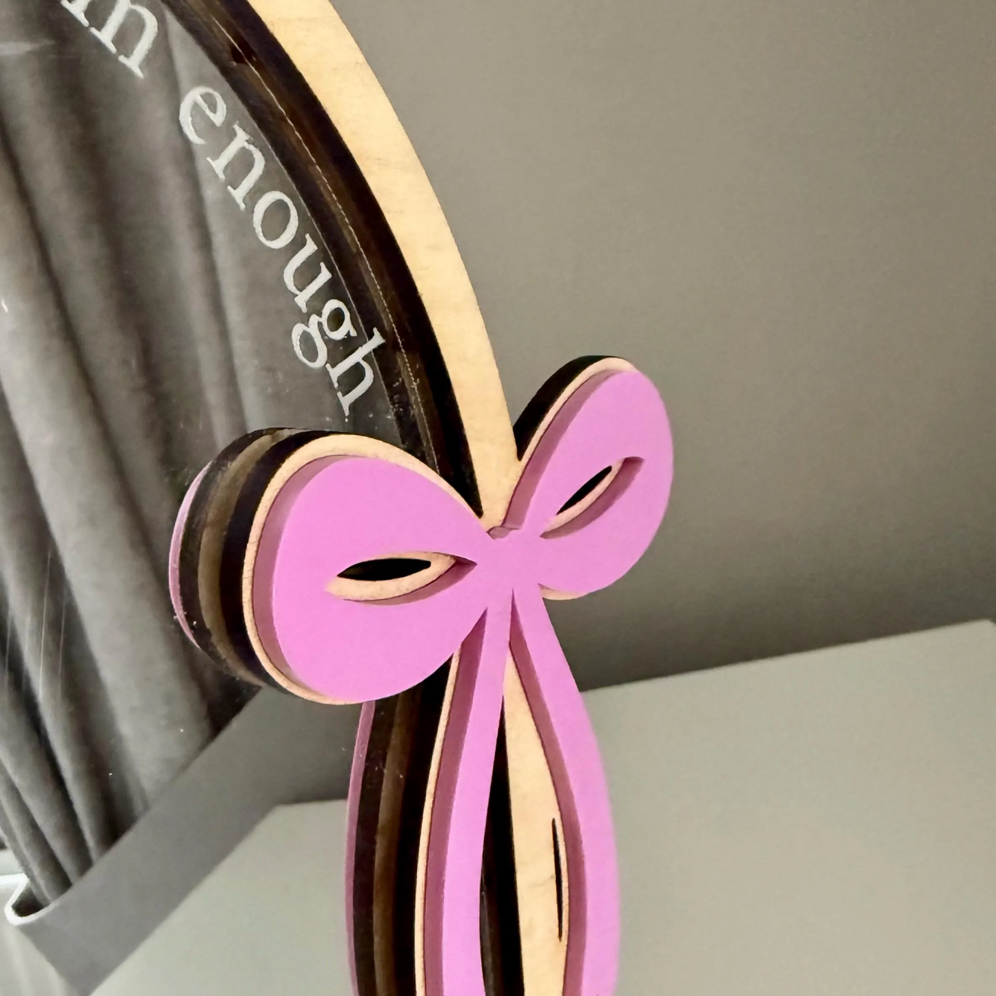 Personalised Affirmation Arched Mirror with Bow Design for Child’s Bedroom