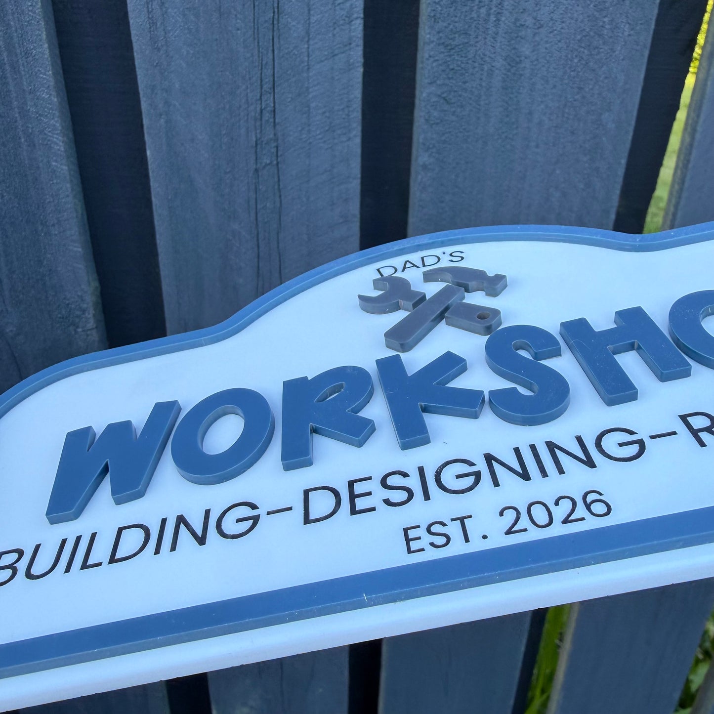 Custom Dads Workshop Sign Personalised Outdoor Deco