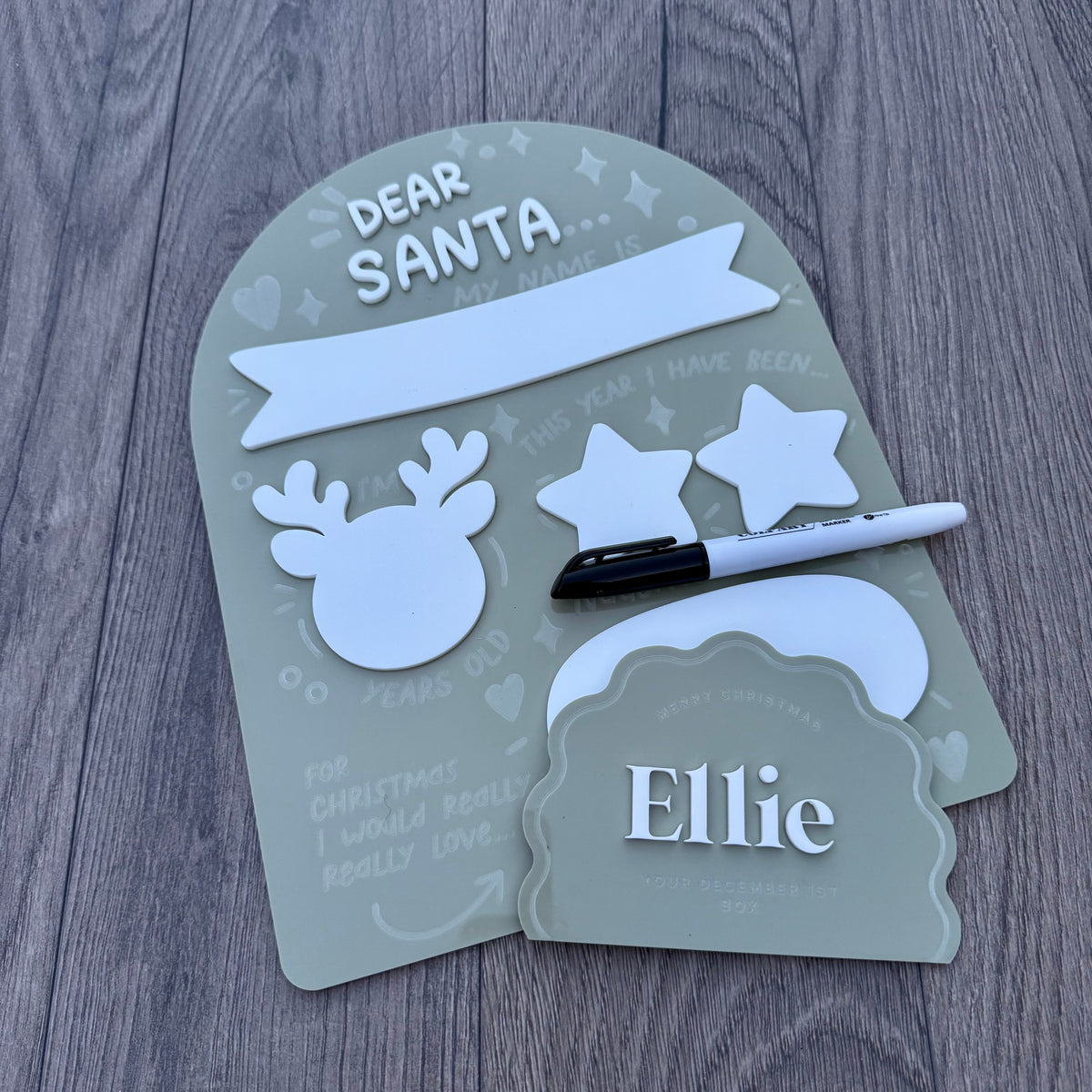 Personalised Dear Santa Board | Acrylic Board with Reuseable whiteboard