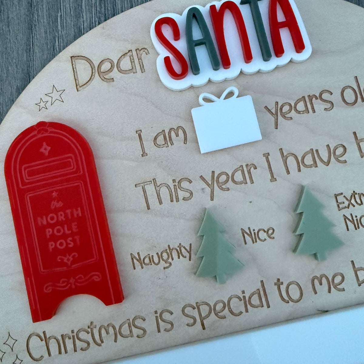 Personalised Dear Santa with Sleigh Board| Maple Wood with Reusable White Board | Letter to Santa