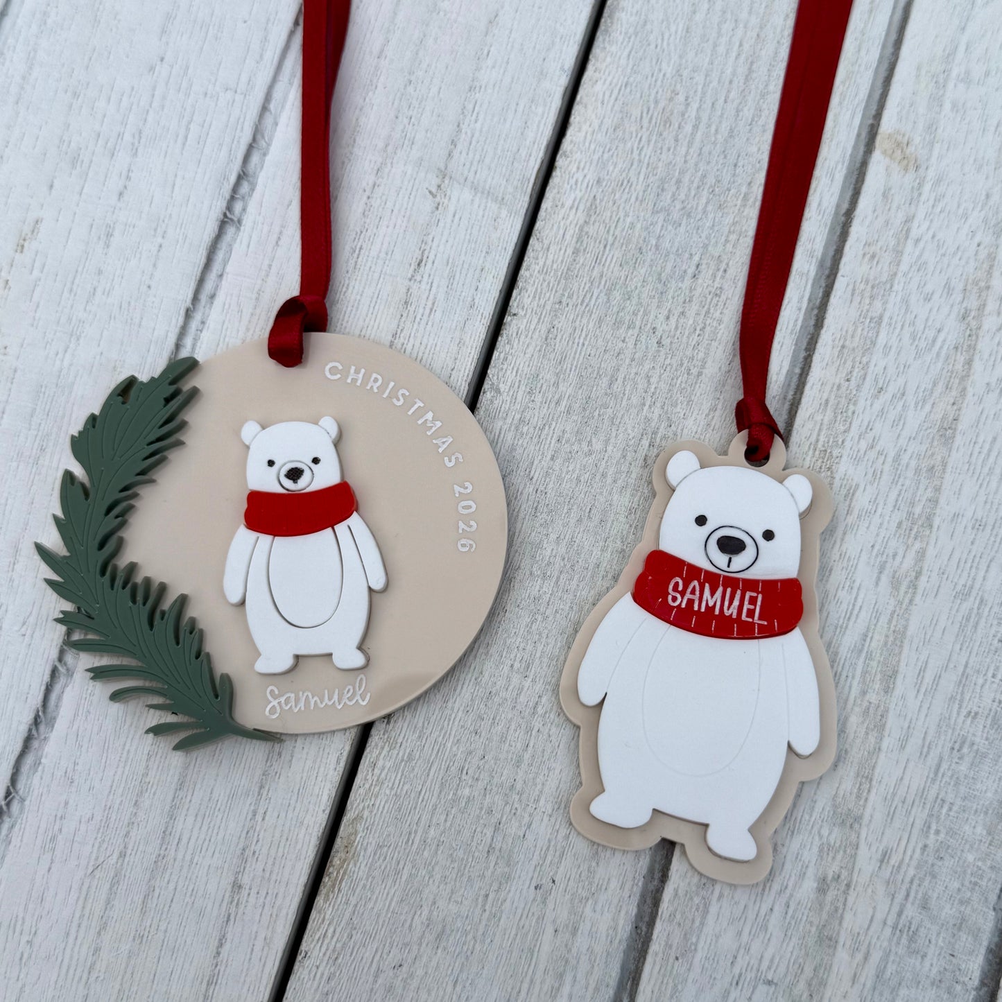 Personalised Polar Bear Christmas Decoration