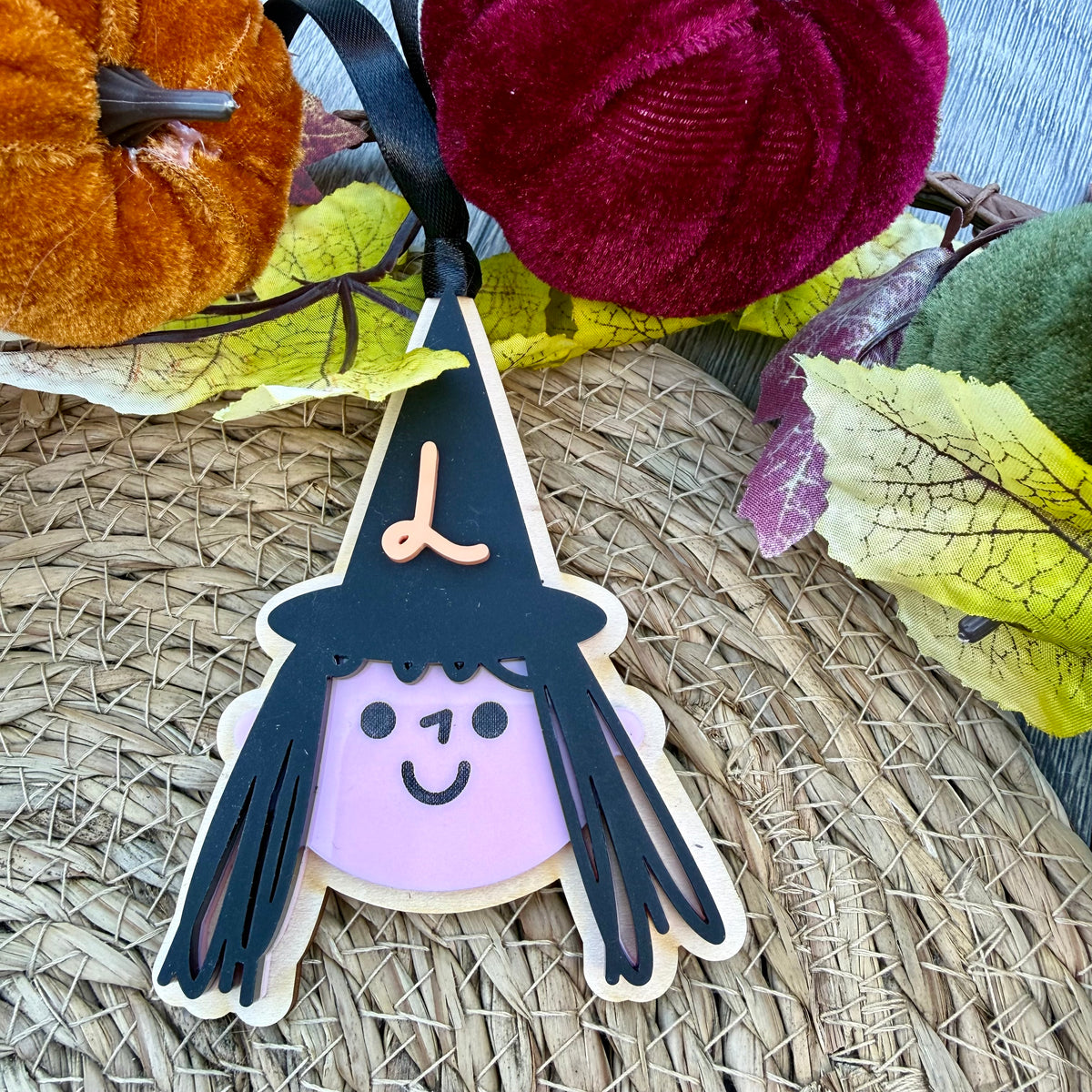 Personalised Witch Boo Basket Tag | Halloween Initial Name Tag