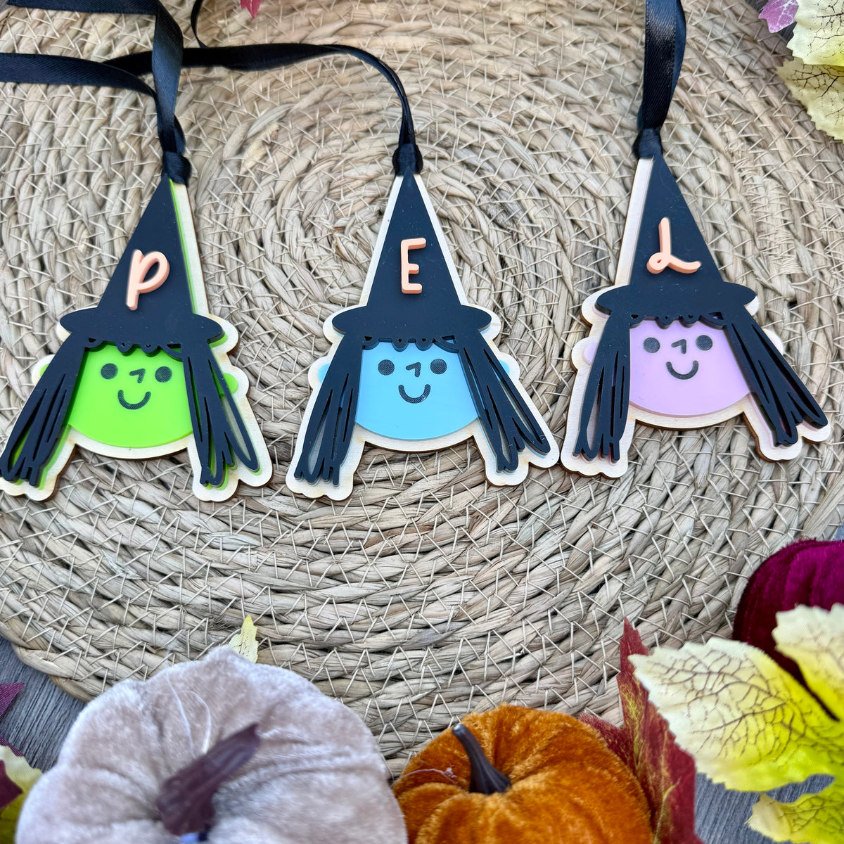 Personalised Witch Boo Basket Tag | Halloween Initial Name Tag