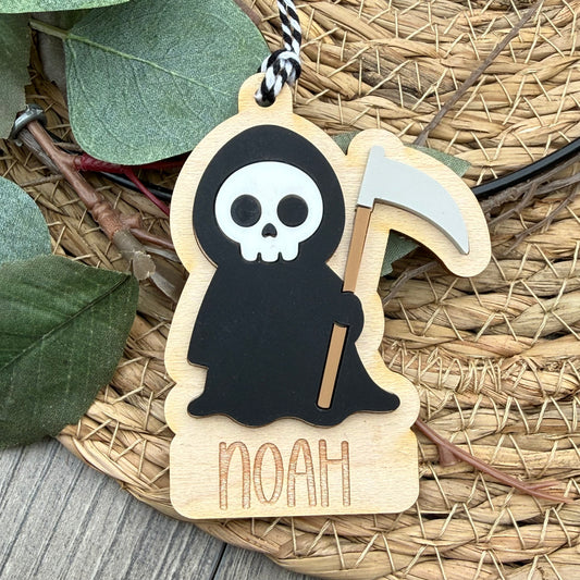 Personalised Grim Reaper Boo Basket Tag | Halloween Basket Name Tag |