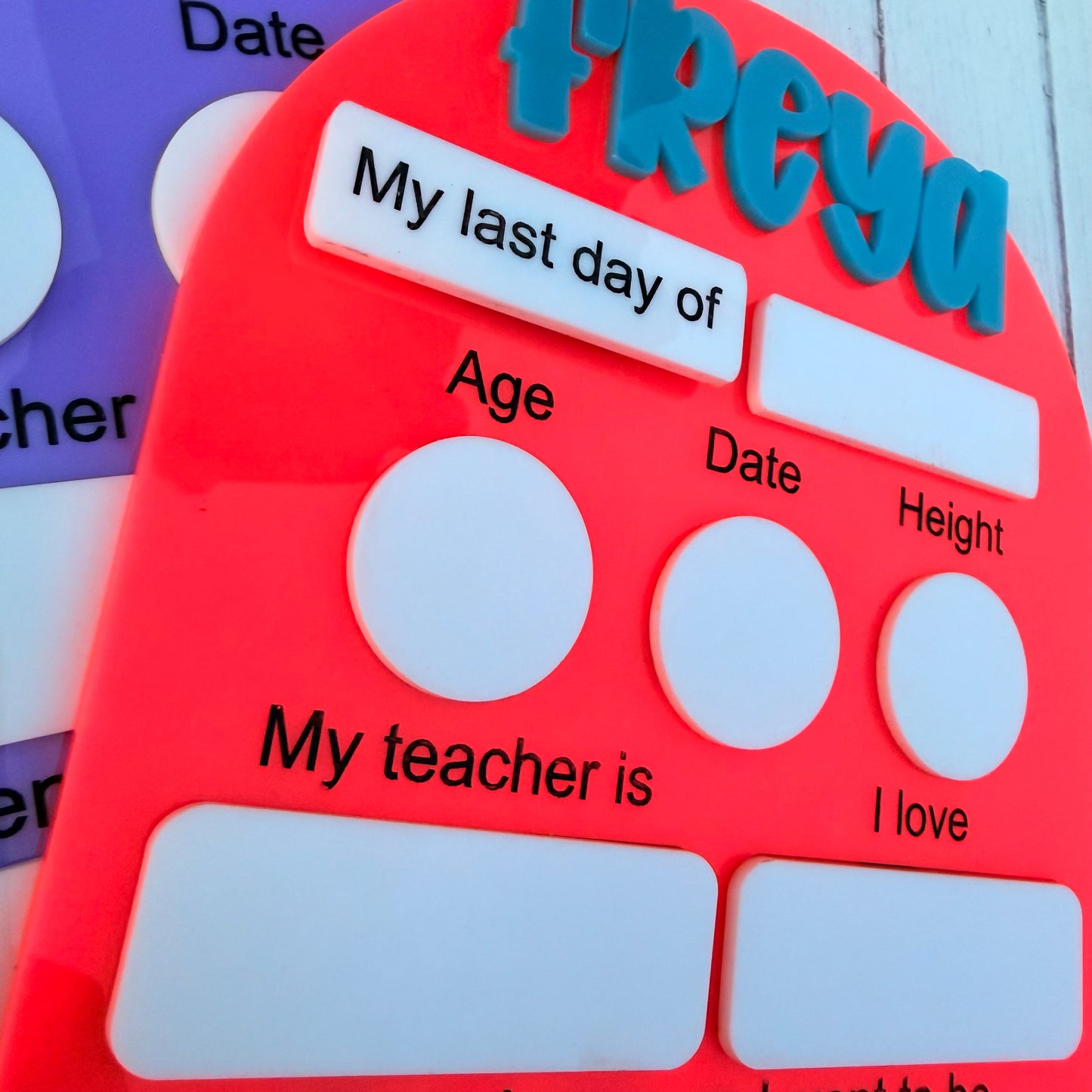 Personalised Acrylic First Day of School Board, Back to School Photo Prop, Reusable School Milestone Sign