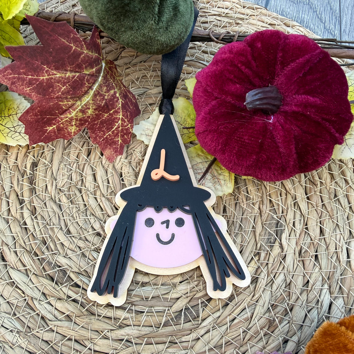 Personalised Witch Boo Basket Tag | Halloween Initial Name Tag