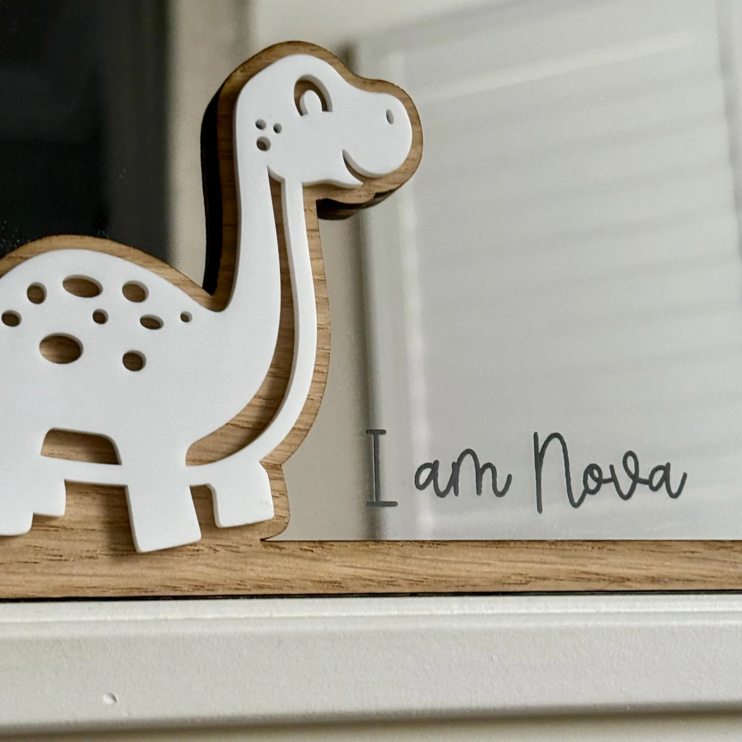 Personalised Affirmation Mirror with Dinosaur Design for Child’s Bedroom
