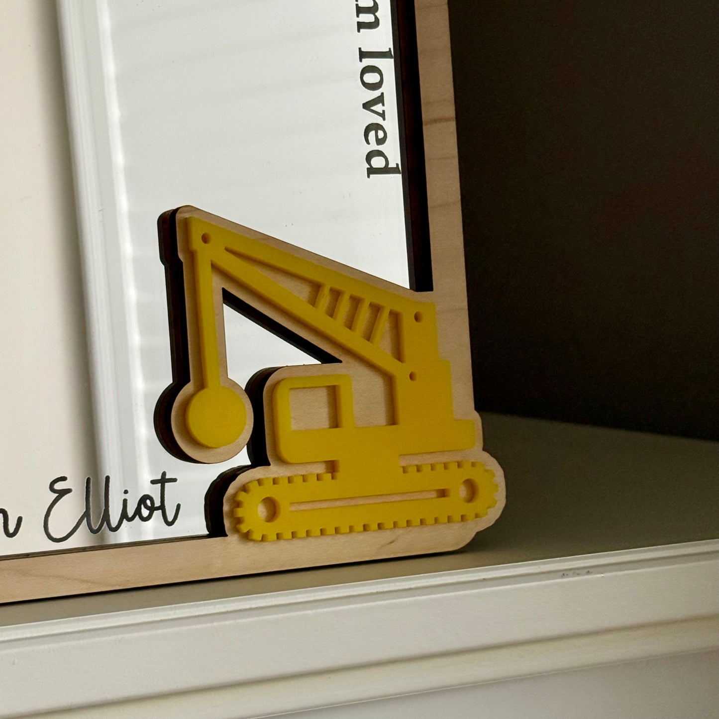 Personalised Affirmation Mirror with Construction Design for Child’s Bedroom