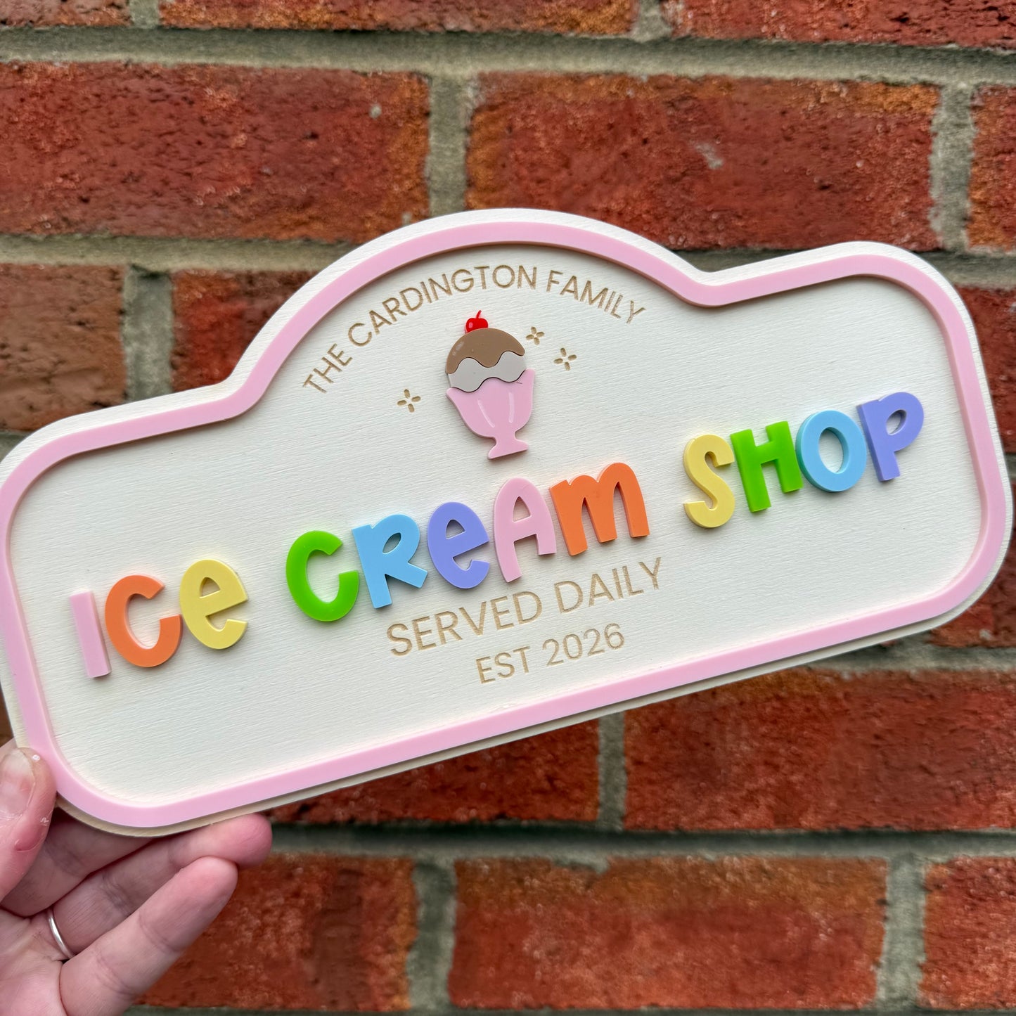 Custom Children's Play Ice Cream Shop Sign | Personalised Playroom Decor