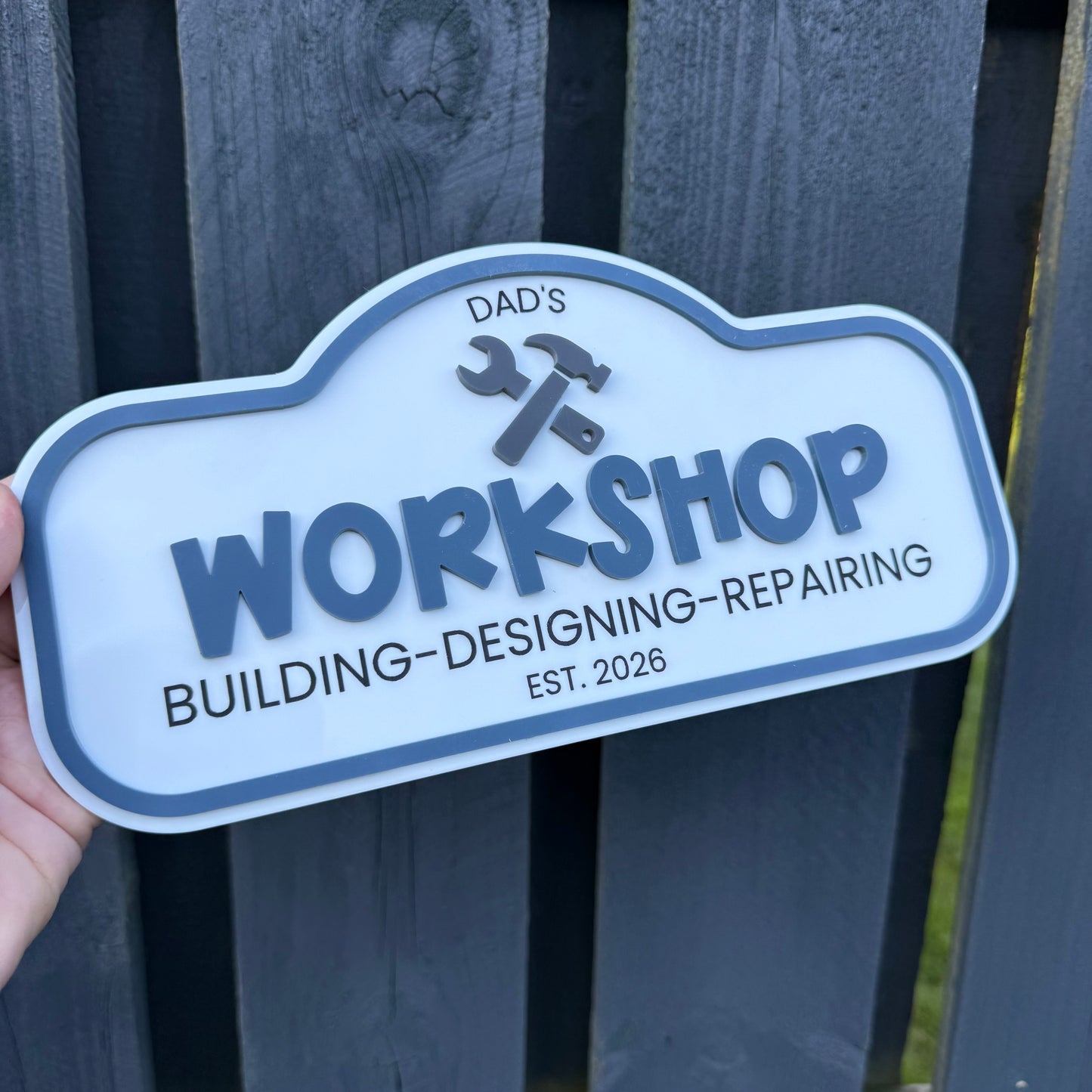 Custom Dads Workshop Sign Personalised Outdoor Deco