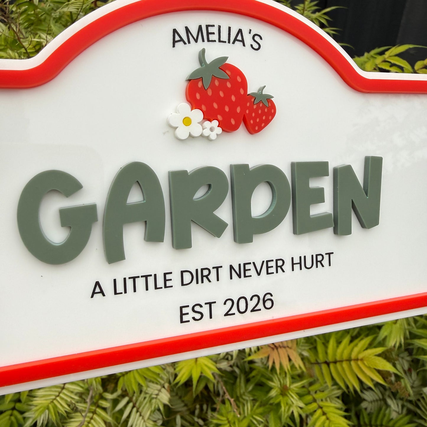 Custom Children's Garden Sign with Strawberry