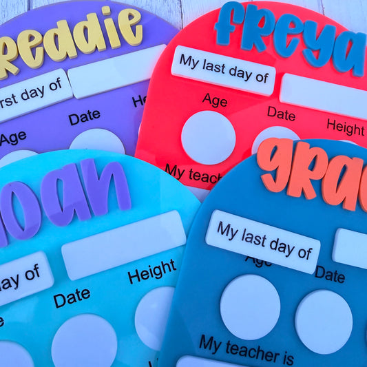 Personalised Acrylic First Day of School Board, Back to School Photo Prop, Reusable School Milestone Sign