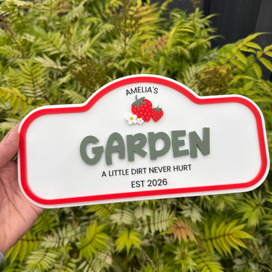 Custom Children's Garden Sign with Strawberry