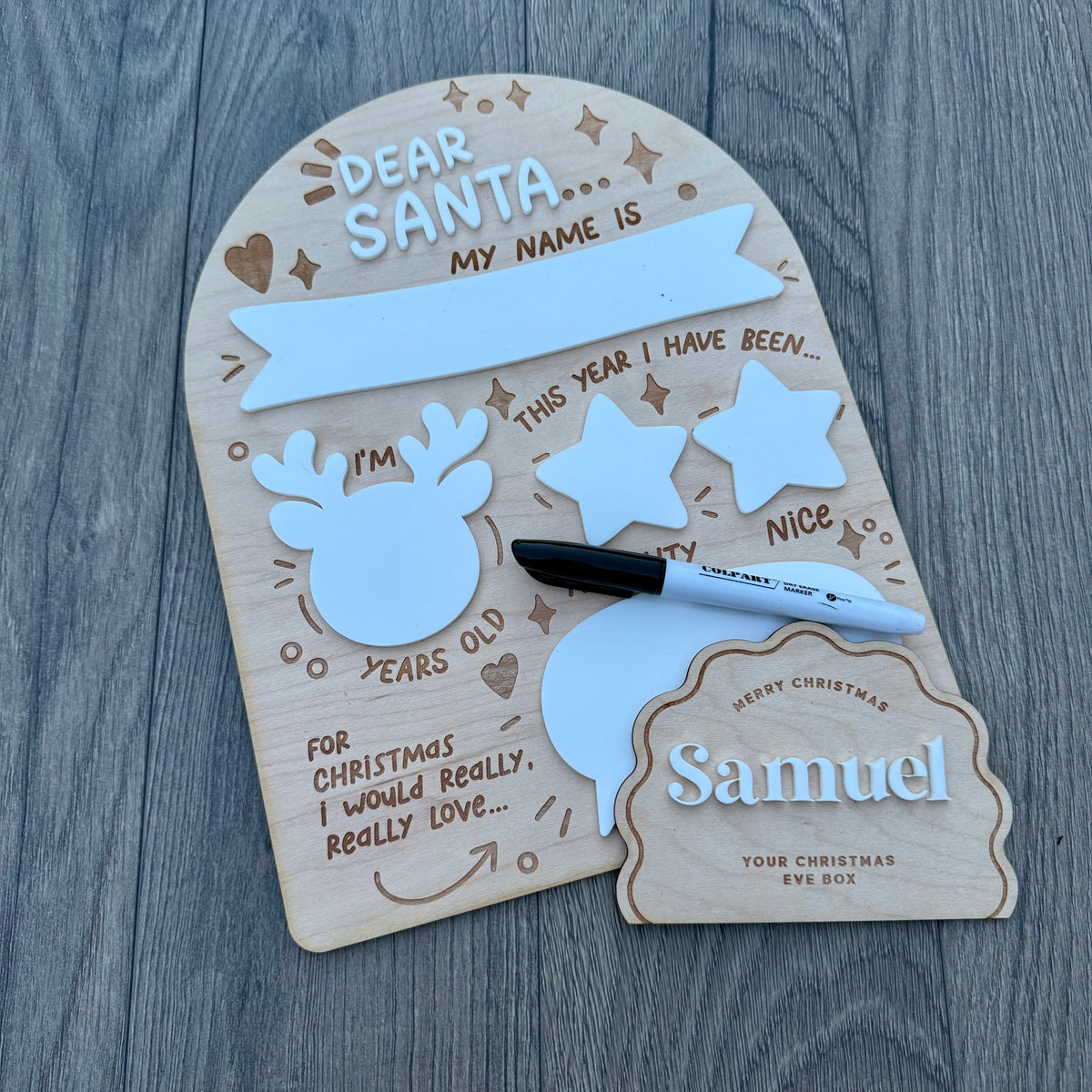 Personalised Dear Santa Board | Acrylic Board with Reuseable whiteboard