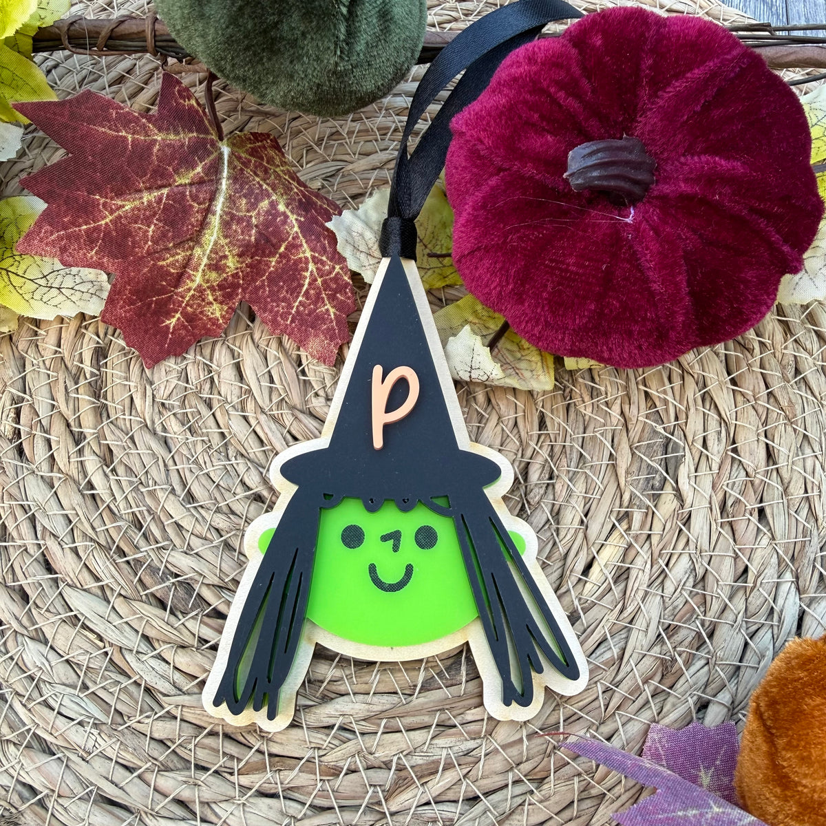 Personalised Witch Boo Basket Tag | Halloween Initial Name Tag