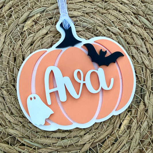 Personalised Halloween Pumpkin Basket Tag