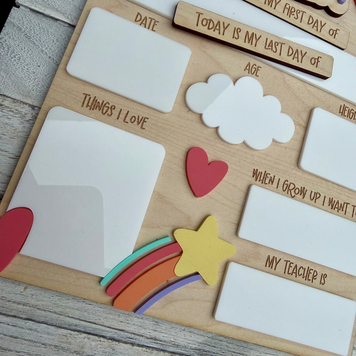 Personalised Reusable First and Last Day of School Board with Shooting Star