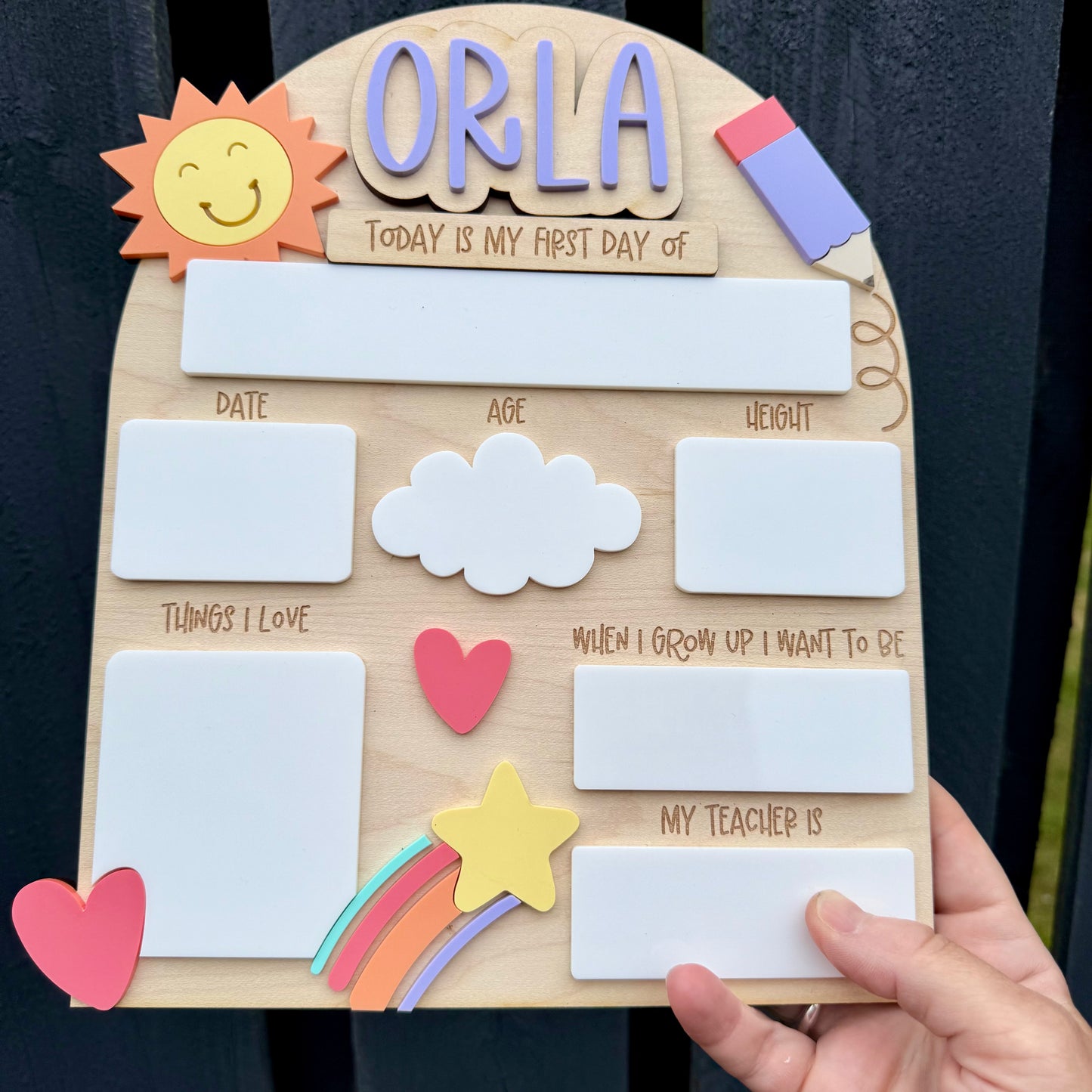 Personalised Reusable First and Last Day of School Board with Shooting Star