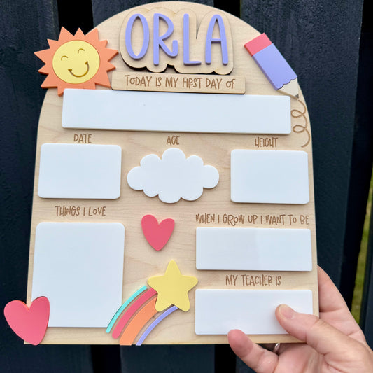 Personalised Reusable First and Last Day of School Board with Shooting Star