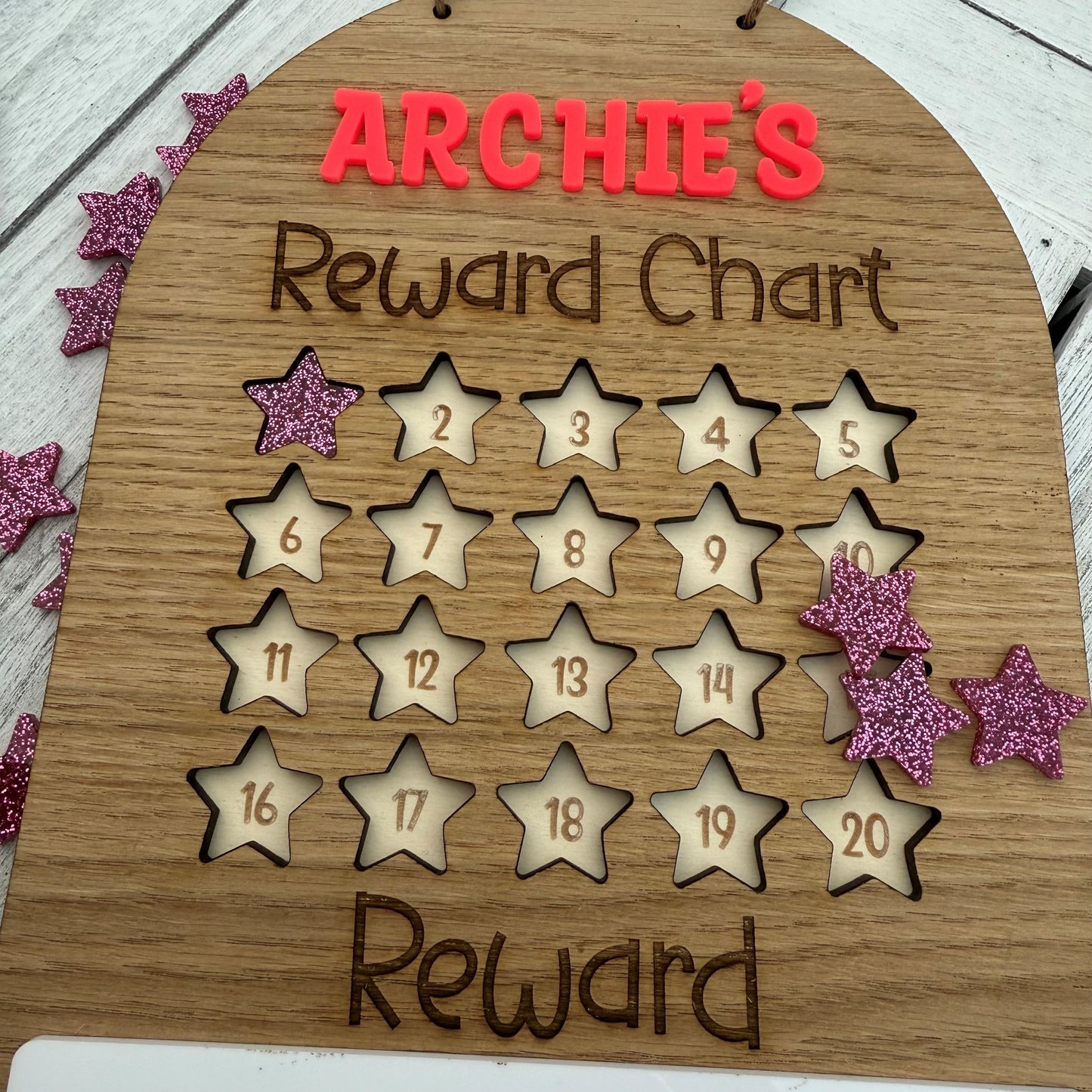 Personalised Reward Chart with glitter stars