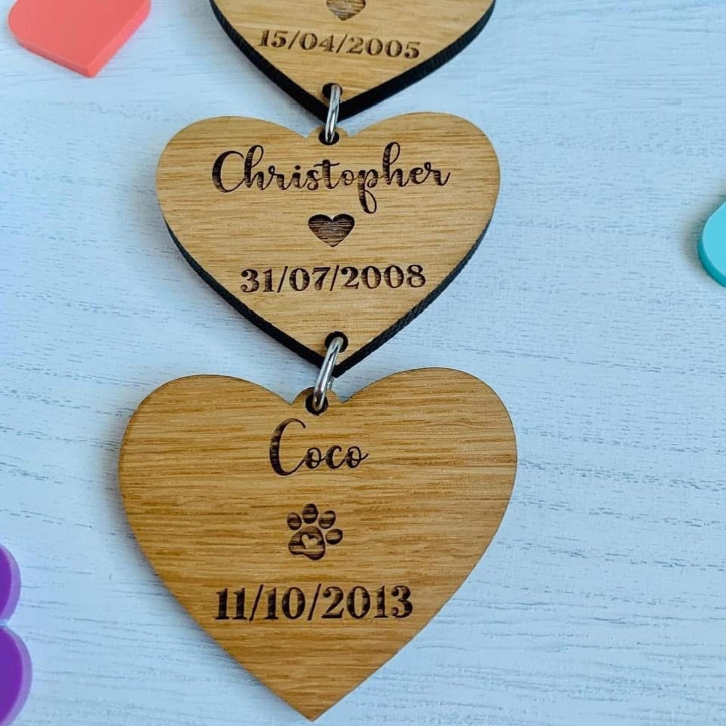 Personalised Oak Family Story Hanging Decoration