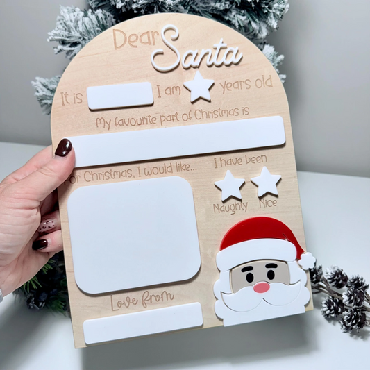 Personalised Dear Santa Board | Maple Wood with Reusable White Board