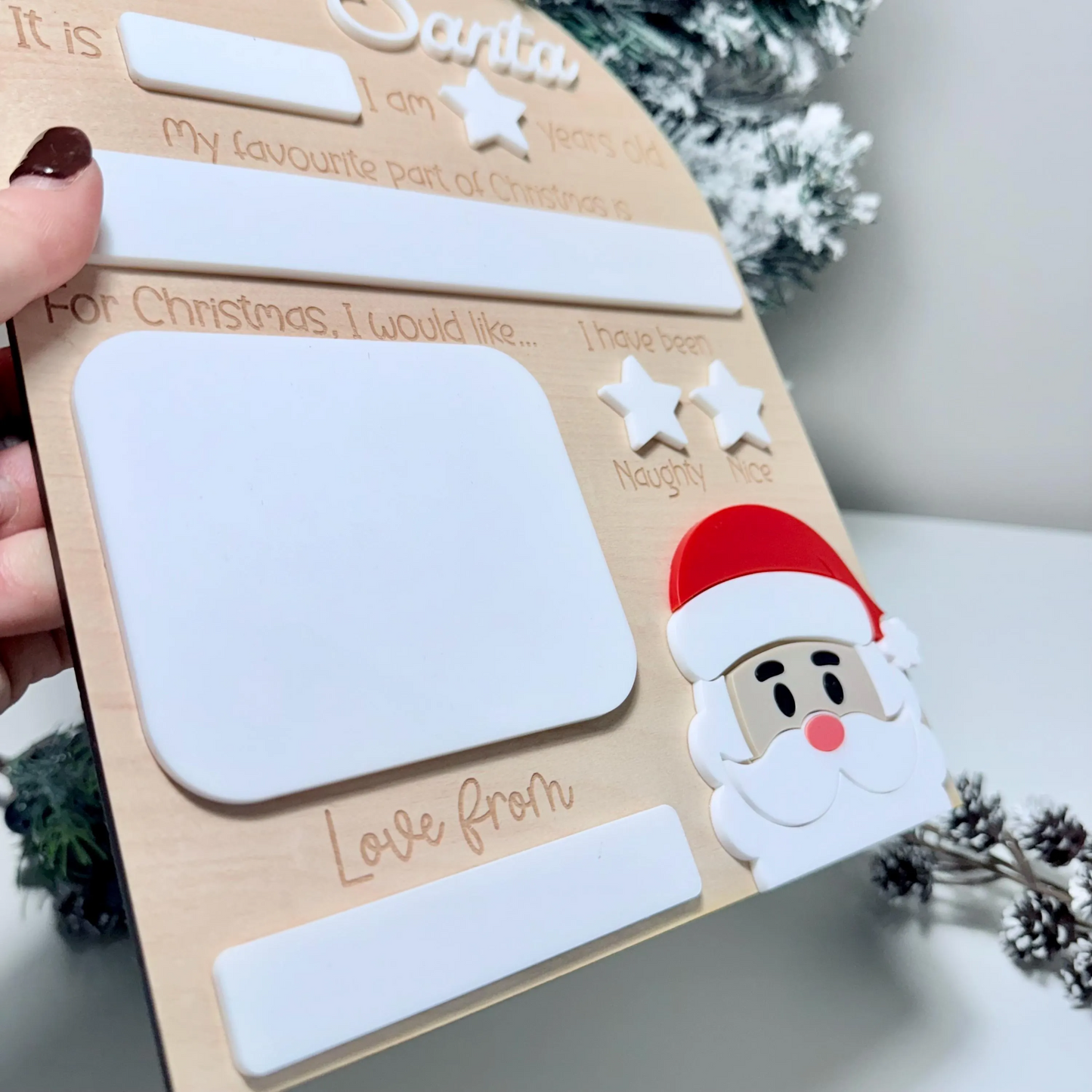 Personalised Dear Santa Board | Maple Wood with Reusable White Board