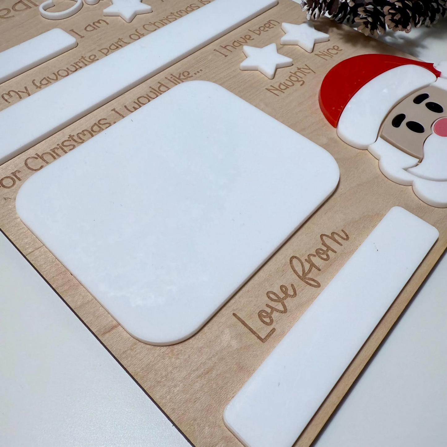 Personalised Dear Santa Board | Maple Wood with Reusable White Board