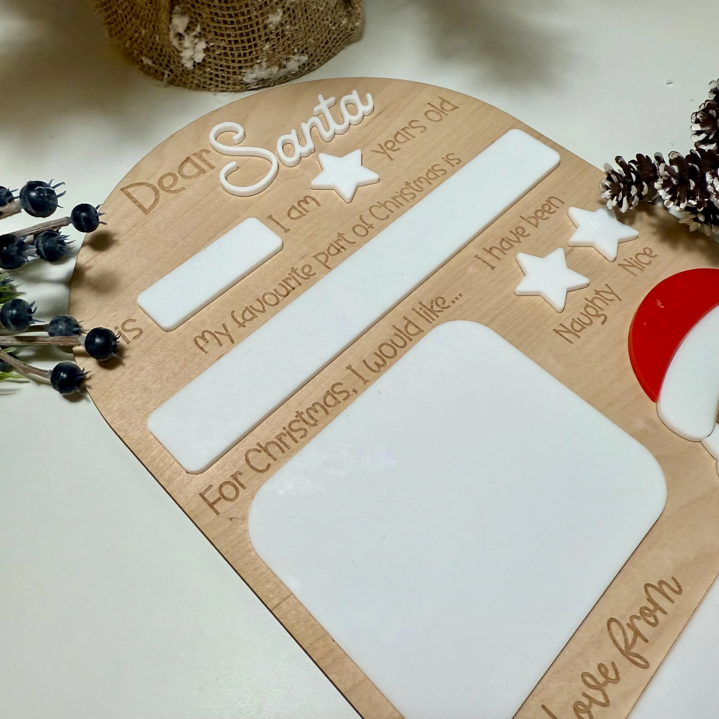 Personalised Dear Santa Board | Maple Wood with Reusable White Board