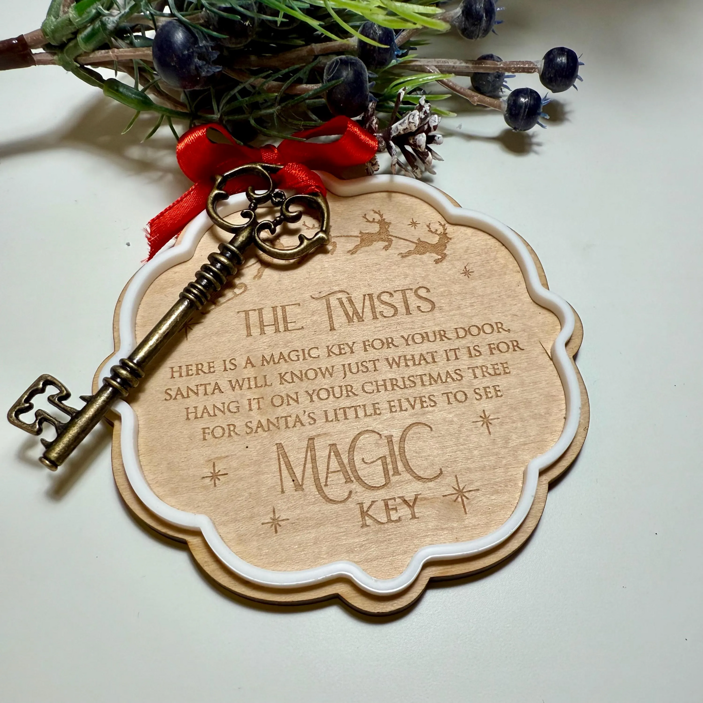 Personalised Santa's Magic Key - Maple Wood Christmas Tag