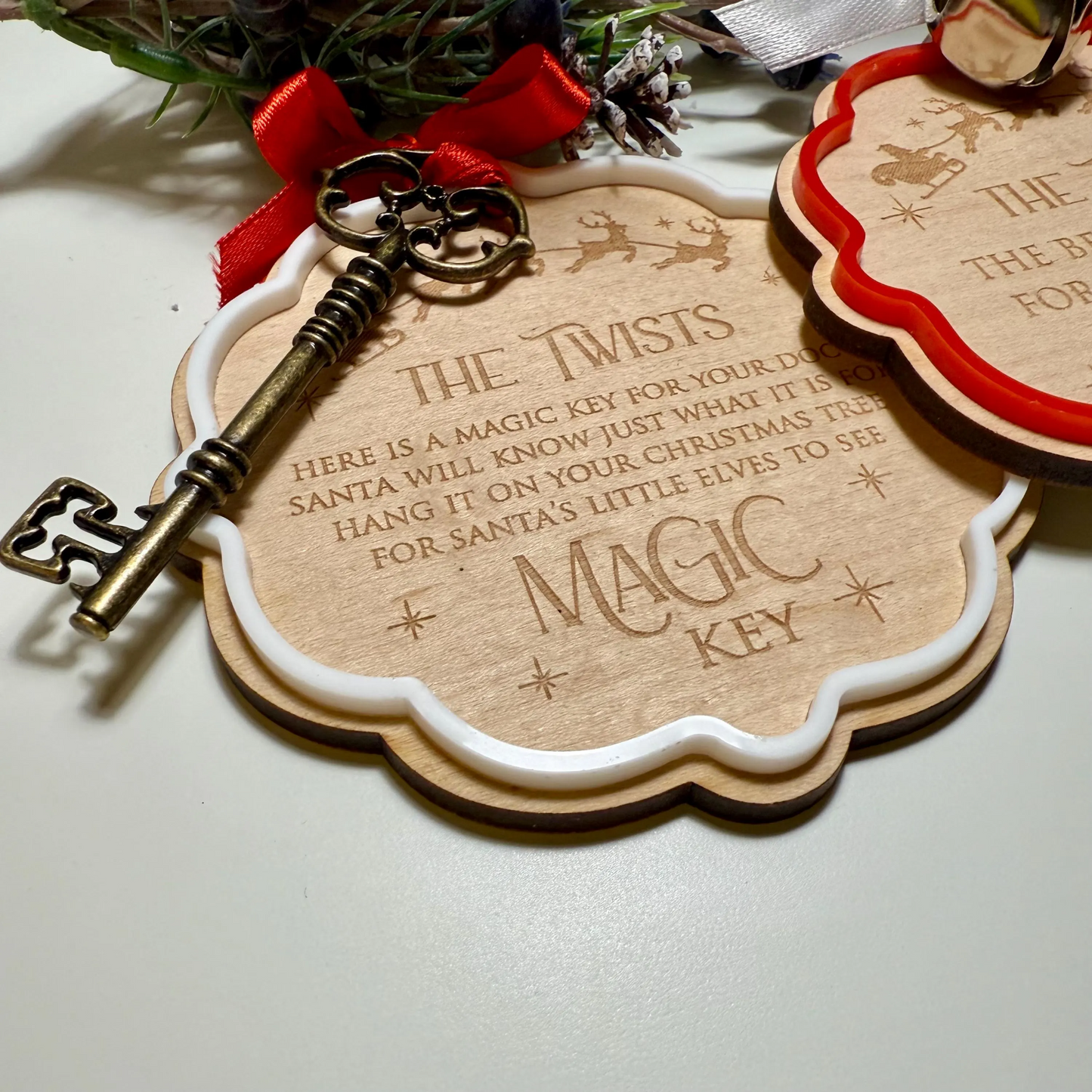 Personalised Santa's Magic Key - Maple Wood Christmas Tag